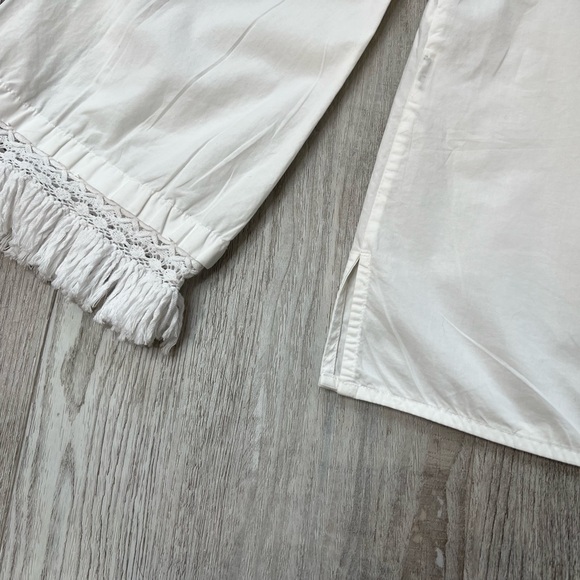 Tory Burch Sophie Fringe-Trim Bell Sleeve Top White Size 6 Designer Cloud Dancer - Picture 5 of 15